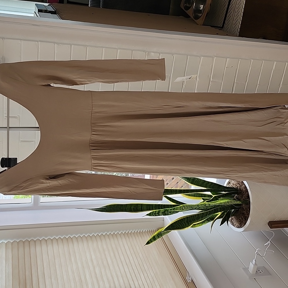 Tan Long Sleeve Dress, Xs - Picture 2 of 13